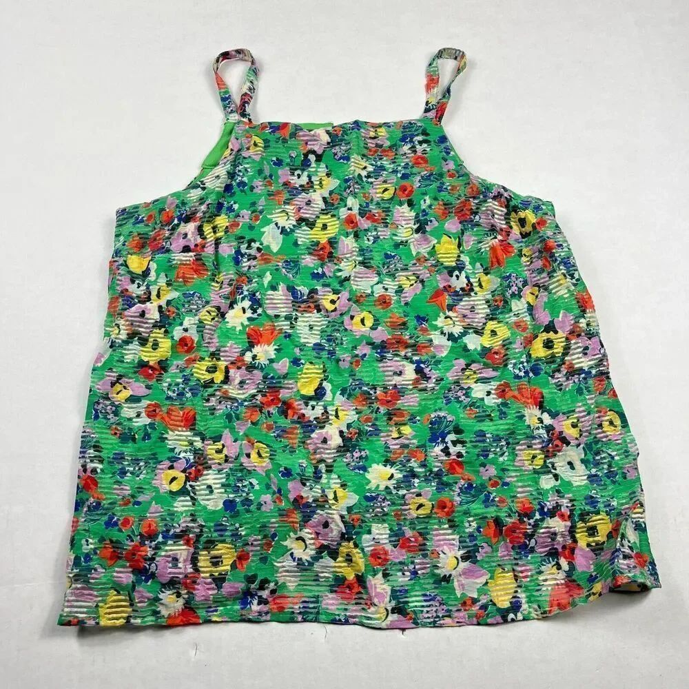 Anthropologie Maeve Quinn Textured Tank Top Floral Strapppy Casual Shirt Size 4